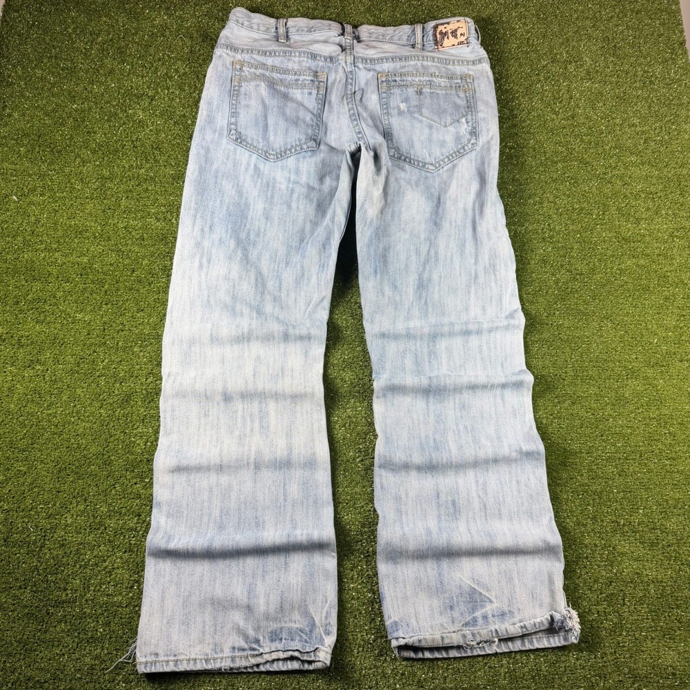 Lee Dungarees Relaxed Bootcut Jeans Light Wash Denim Mens 33x31 Distressed
